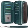 HNOOM Portafoglio Donna in Pelle PU Grande Capacità, Lungo Con Cerniera e Bloccaggio RFID, Elegante Portamonete Con 14 Scomparti per Carte (Blu Scuro)
