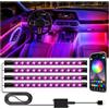 Winzwon Led Auto Interni con APP, accessori auto, Regalo Festa della Mamma, Uomo, Donna, Compleanno, Strisce Led Auto con Porta USB Controllo APP,1 Pezzi