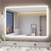 S'bagno Specchio-Bagno-con-Luce, 100x70cm Specchio-Bagno-LED-Retroilluminato con Bluetooth, Antifog, 3 Colori, Dimmerabile, Memoria, Temperato, Impermeabile IP44, Orizzontale/Verticale