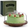 ANBOXIT Alzata Torta con Coperchio, Alzatina per Dolci in Legno di Acacia | Alzata per Dolci in Plastica, Espositore per torte con Cupola in Acrilico, Alzata per Torta Decorativa in Legno (Girevole)