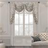 TOPLUXE Mantovana a Cascata per Finestre, Mantovana Damascata con Nappe, Tenda Corta Jacquard per Camera da Letto Soggiorno Cucina Natalizia (Larghezza 150cm, Grigio Chiaro)