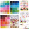 WAREHOUSE 48000 Perline 3mm per Braccialetti e Bigiotteria Fai da Te, Kit Colorate Con 600 Lettere, Vetro per Creare Gioielli, Orecchini, Collane