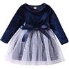 Vioyavo Abito a Maniche Lunghe da Bambina Maniche Lunghe Abito Elegante Bambina per Natale Vestito da Ragazza a Maniche Lunghe Elegante Tutu (Blu, 6-12 Months)