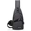 FANDARE Zaino Monospalla Unisexe Borsa a Tracolla Uomo Donna Borsa Sportiva Sling Bag, per Trekking/Ciclismo/Libri/Viaggio/Sports/Alpinismo Nero Grigio