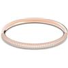 Swarovski Stone Bracciale Rigido, Placcato in Tonalità Oro Rosa con Pavé in Clear Crystal su Quattro File, Taglia L, Bianco