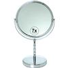 DRW Specchio da bagno da tavolo in acciaio inox doppio lato normale e x 10 ingrandimenti 31x18x12 cm
