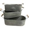 All Chic AllChic - Set di 3 fioriere da giardino in metallo, stile shabby, realizzate a mano