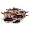 BerlingerHaus Berlinger Haus Rose Gold Set di Pentole Induzione 10-Piece Antiaderente Marmo PFOA-free, Alluminio, Set 3 Casseruoli, 3 Coperchi di Vetro 2 Padella, 2 Sottopentole, Diseño Metallic Line, Vetroceramica