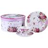 London Boutique tè del pomeriggio set 3 caffè tazza da tè e piattino da dessert in stile shabby chic vintage in porcellana, confezione regalo, Ceramica, Bird Rose Butterfly, 11x8cm