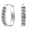 LeCalla Orecchini a cerchio in argento sterling 925 con motivo a chiave greca | Piccoli cerchi leggeri ovali antichi con motivo a chiave greca per donna - 23MM