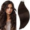 RUNATURE Extension Capelli Veri Biadesivo Castano 30cm 20pcs 30g #2 | Extension Adesive Invisibile，Dritto,Lisci,Effetto Naturale