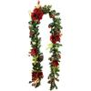 Flair Flower Ghirlanda con fiori artificiali Amaryllis Abete, coni, foglie di bacche, piume, glitter con illuminazione a LED, funzionamento a batteria, decorazione natalizia, scale, camino, mobili, pareti, porte
