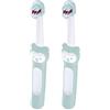 MAM Baby's Brush - Set di 2 spazzolini da denti per bambini, con manico corto, per una facile manutenzione, per la pulizia dei denti, a partire dai 6 mesi, colore: Turchese