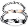 Kim Johanson Coppia di braccialetti in acciaio inox * Lov* in argento, oro rosa e nero | gioielli con cuore | coppia di bracciali | regalo per coppie con incisione | impermeabile | BFF | regolabile