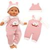 Miunana Abito + Cappello Rosa Stampa Coniglio per New Born 36 CM - 42 CM (14 Pollici - 16 Pollici) Baby Dolls Bambola bebé E Altre Bambole, Bambolotti Amore Mio (Non Include Bambola)
