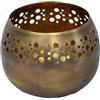 DRW Portacandele rotondo in ottone opaco invecchiato 12 x 9 cm