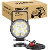RIGIDON 1 Pcs Faro da ricerca Led, Luce da Lavoro con Base Magnetica, Luce da Ricerca, per Auto Fuoristrada, Camion SUV 4x4 Barca, 4 Pollici 27 W DC 12 V 24V Flood Luci di Lavoro a Led, 6000K Bianca