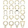 FIOROYAL 20Pcs 16G Septum Piercing Anello Acciaio Chirurgico per Uomini Donne Septum Clicker Naso Anelli Daith Orecchini Cartilagine Helix Tragus Labbro Anello Piercing Gioielli 10MM Oro