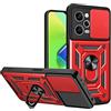 ESTH® Custodia per Xiaomi Poco X5 Pro/Redmi Note 12 Pro con Custodia per Fotocamera Scorrevole e Supporto ad Anello [Cover Paraurti Compatibile con Supporto Magnetico per Auto], Rosso