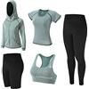 ZETIY Set sportivo da donna, tuta da yoga, set da 5 pezzi, abbigliamento da corsa, reggiseno da donna, leggings per palestra, fitness, abbigliamento, verde, S