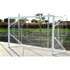 (04) COPPIA PORTE CALCIO RIDOTTO MT 5X2 FISSE+ BUSSOLE ALLUMINIO Ø 80MM C/S RETI