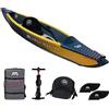 Aqua Marina Tomahawk, AIR-K - Kayak gonfiabile ad alta pressione, per 1 persona, lunghezza 375 cm, colore: Marino/Giallo