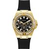 Guess Orologio Donna GUESS VENUS GW0118L1 Silicone Nero Gold Dorato Swarovski NEW