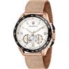 Maserati Orologio Uomo MASERATI TRAGUARDO R8873612011 Chrono Acciaio Mesh Rosè Bianco