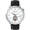 Lorenz Orologio Automatico Uomo LORENZ 30224AA Vera Pelle Nero Bianco