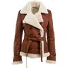 Infinity Donna a Doppio Petto Vera pelle di Pecora Shearling Aviator pelle Marrone Giacca