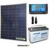 Energiasolare100 Kit Solare Fotovoltaico 200W 12V Batteria AGM 100Ah Deep Cycle Casa Baita