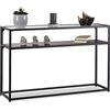Relaxdays 10023143 Tavolino da Soggiorno in Vetro, Trasparente, Struttura in Metallo, 4 Gambe, HxLxP: 70,5x110x30 cm, Nero