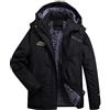 MaNMaNing Giacca Donna Calda Invernale Impermeabile Antivento Giubbino con fodera Multiuso con Cappuccio Giacche Impermeabile Zip Up Cappotto Giacca a Vento Donna da Trekking Escursionismo Sci (Black, XL)