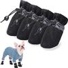 EODKSE 4pcs Scarpe Antiscivolo per Zampe di Cani con Suola Morbida e Cinghie Riflettenti (4,5 * 3,7CM, Nero) - Protezione Comoda e Affidabile per il Tuo Amico a 4 Zampe