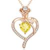 CDE Collana Donna Cuore Regalo Gioielli Donna Pendente Argento S925 Placcata Oro con Pietra di Nascita per Festa Della Mamma Compleanno San Valentino per Lei Mamma Fidanzata Moglie con 5A Cubic Zirconie