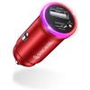 SYNCWIRE Caricabatterie da Auto USB C [PD 45W & QC 45W] RGB Colorato USB Tipo-C Caricatore Adattatore Auto Ricarica Veloce Compatibile con iPhone 15 Pro Max 14 13 12,Samsung S23,Google, Rosso