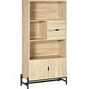 HOMCOM Mobile Libreria a Parete in MDF e Metallo con 2 Cassetti, 2 Armadietti e 4 Ripiani Aperti, 80x35x155 cm, color Legno