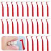 Prasacco 25 scovolini interdentali, spazzolini dentali tra denti e gengive, piccoli spazzolini interdentali a forma di L, universali, per apparecchi dentali, accessori per la pulizia dei denti (rosso,