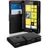 Cadorabo Custodia Libro per Nokia Lumia 520 in Nero - con Vani di Carte e Funzione Stand di Similpelle Fine - Portafoglio Cover Case Wallet Book Etui Protezione
