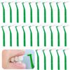 Prasacco 25 scovolini interdentali, spazzolini tra denti e gengive, piccoli spazzolini L, universali, ad angolo, strumenti pulizia denti (verde 0,8 mm)