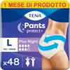 TENA Pants Plus Night, Taglia Large (L), Pacco Scorta Mensile - Mutandine Assorbenti, Elasticizzate e Monouso, per Perdite Urinarie, Unisex, Discrete e Confortevoli, 4 confezioni x 12 pezzi