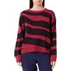 VILA Va L/S Jacquard O-Neck Knit Top/Pb Maglione Lavorato a Maglia, Rosso/Modello: Nero, M Donna