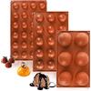 LUKIUP® Stampo in silicone a mezza sfera, 6 fori semicircolari 15 fori semi-cerchio 24 fori semi-cerchio Ø 6,7 cm, Ø 3,7 cm, Ø 2,7 cm, per la fabbricazione di cioccolato, torte, gelatina e schiuma a