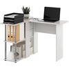 Furinno Abbott Scrivania a Forma di L con scaffale, Legno ingegnerizzato, Rovere Bianca/Cromato, 87.63 (D) x 104.39 (W) x 73.41 (H) cm