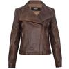 Infinity Donna Pelle Giacca Classica Stile Biker Scialle Marrone Vera da Donna