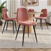 DEGHI Set 4 sedie in velluto rosa antico con gambe in metallo nere - Finesse