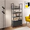 DEGHI Libreria 80x180h cm in metallo nero con 2 ante e ripiani antracite - Multipla