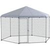 PawHut Recinto per Galline con Tetto e Porta Bloccabile in Acciaio per 10-15 Animali, 4x3.5x2.6m