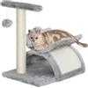 PawHut Albero Tiragraffi per Gatti in Peluche con Palo in Sisal, Cuccia e 2 Palline, 40x30x43cm, Grigio|Aosom