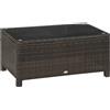 Outsunny Tavolino da Giardino Esterno Piano in Vetro Temperato 5mm, Rattan, 85 x 50 x 39 cm Brown color 85x50x39cm|Aosom